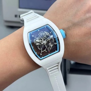Montre mécanique pour homme, style designer simple et élégant, multifonctionnelle, squelette, en céramique, étanche, avec tourbillon - Product Image 1