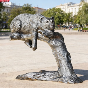 YOUFINE Statue de Famille d'Ours en Bronze, Mère Ours avec <span class=keywords><strong>Deux</strong></span> Ourssons Grimpants, pour Décoration Thème Zoo et Faune Sauvage - Product Image 2