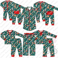 Clothes New Arrival Children Wear Clothing Christmas Family Pajamas Set Ruffles Girls Clothes Knit Night Clothing