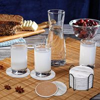 Sous-verres avec support pour table basse, sous-verres absorbants style marbre, sous-verres en céramique pour table en bois, adaptés à tous types de tasses