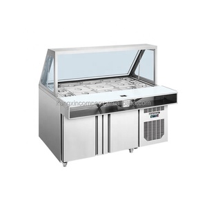 Réfrigérateur commercial en acier inoxydable avec porte à fermeture automatique, ventilateur circulaire ventilé pour refroidissement, comptoir de préparation et de présentation de salades - Product Image 3