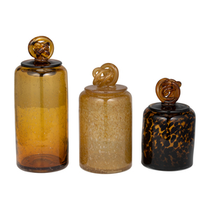 Vaso Decorativo in Vetro con Coperchio a Nodo per Arredamento Soggiorno - Product Image 6