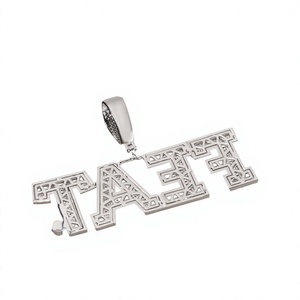 Colgante de Moissanita con Letra Plateada, Estilo Hip Hop, Chapado en Rodio, Collar Unisex - Product Image 4