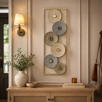 Décorations murales en métal pour l'intérieur, pas cher, 66,04*4,45*43,18CM, blanc crème et or, pour le salon