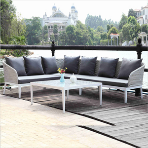 Canapé de jardin moderne italien pour terrasse, fauteuil de loisirs et table basse, mobilier d'extérieur en aluminium pour hôtel et villa - Product Image 5