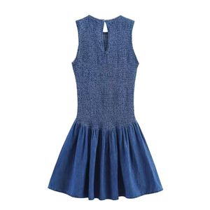 Vestidos de Mezclilla Ajustados sin Mangas con Parches y Volantes, Sexy y a la Moda para Mujer, Nueva Colección de Verano, Gran Venta - Product Image 3