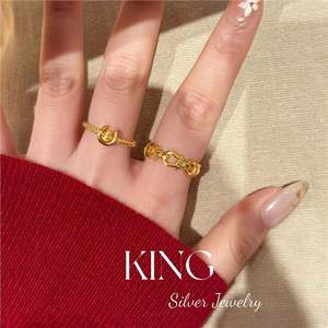 Conjunto de Collar y Anillo de Herradura King Silver Jewelry, Plata de Ley S925, Chapado en Oro, Unisex, Regalo de Moda - Product Image 5