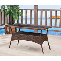 Ensemble de table et chaises de salle à manger 4 pièces en rotin métallique imperméable de haute qualité pour usage en entrepôt - Mobilier d'extérieur moderne