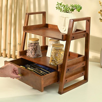 Étagère de rangement personnalisée en bambou pour cosmétiques et épices avec tiroir, organisateur d'épices de cuisine, support pour pots à épices, tiroir à épices