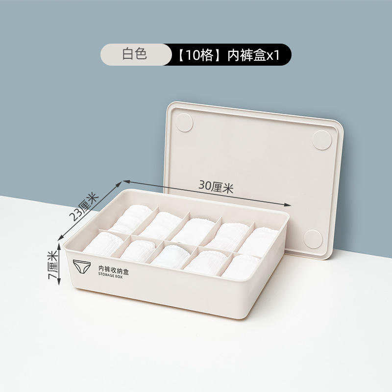 H-9191 Boîte de rangement pour chaussettes, blanc, 15 compartiments