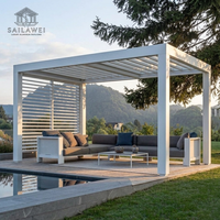 Pergola Bioclimatique Motorisée 4x4m en Aluminium à Toit à Lames Orientables Étanche, Gazebo Électrique Moderne pour Villa et Patio – Vente Chaude Direct Usine