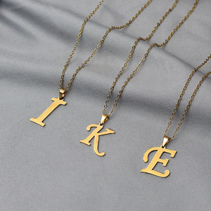 Ensemble de bijoux en acier inoxydable Collier en or Boucles d'oreilles Lettres ne se fanent pas Pendentif-pour cadeau - Product Image 2