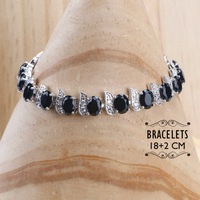 Bijoux de mariée en argent avec Zircon noir, ensemble de boucles d'oreilles, bagues/pendentif/collier/Bracelets pour femmes, boîte cadeau gratuite