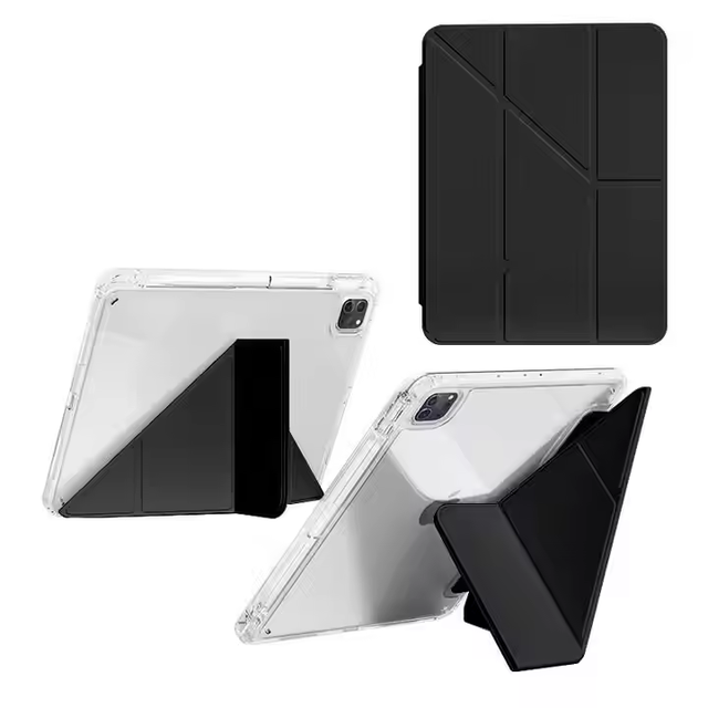 Adjustable Y-folding Stand Cover Color Clear PU Leather Anti-drop Magnetic Tablet Case for iPad Air 11 M4 2026