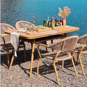 Conjunto de Muebles de Jardín, <span class=keywords><strong>Mesa</strong></span> y Sillas para Exteriores, Resistentes al Agua y a los Rayos UV, para Terrazas, Patios y Jardines, Sillas de Mimbre - Product Image 2