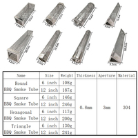 Tube filtrant en acier inoxydable 304 rond/carré/hexagonal, maille perforée, résistant à la chaleur, pour fumoir à granulés de barbecue, 6-12 pouces