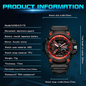 Reloj Deportivo Digital SANDA 3179 para Adolescentes, Reloj de Pulsera Electrónico Multifuncional de Moda con Resistencia al Agua y Alarma - Product Image 6
