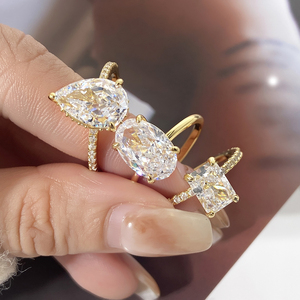 925 Sterling bạc sang trọng của phụ nữ tham gia và nhẫn cưới cổ điển phong cách cổ điển với 8A <span class=keywords><strong>Zircon</strong></span> kim cương Rhodium mạ - Product Image 2