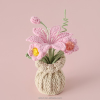 Plante d'orchidée en crochet faite à la main, fleur artificielle en fil, arrangement floral en pot, décoration de table, cadeau, vente en gros