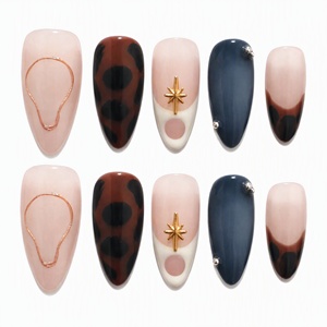 Uñas Postizas con Logotipo Personalizado, Diseño 3D de Flor, Stiletto Francés, Leopardo, Acrílicas, 10 Piezas para Salón de Belleza - Product Image 2