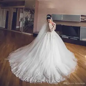 Vestido de novia de manga larga con apliques de cuentas, talla grande, personalizado, nuevo estilo, 2021