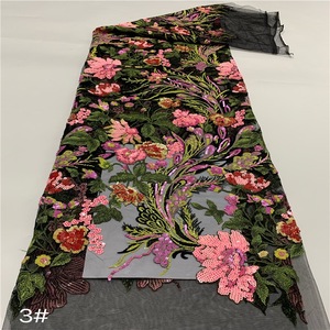 Tela <span class=keywords><strong>de</strong></span> Poliéster/Metalizada con Lentejuelas y Bordado <span class=keywords><strong>de</strong></span> Flores Grandes <span class=keywords><strong>para</strong></span> Accesorios <span class=keywords><strong>de</strong></span> Boda - Product Image 3