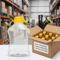Botella dispensadora de salsa de grado alimenticio al por mayor, botella de plástico PET con forma cónica y tapa abatible para miel, aderezo y kétchup