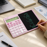Tablette d'écriture numérique LCD rose avec calculatrice vocale, bloc-notes numérique ABS pour bureau, comptabilité, école, logo personnalisé