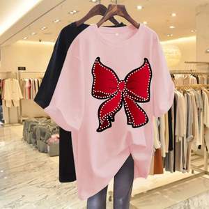 <span class=keywords><strong>T</strong></span>-<span class=keywords><strong>shirt</strong></span> ample à manches courtes pour <span class=keywords><strong>femme</strong></span>, 100 % coton, imprimé nœud papillon, collection é<span class=keywords><strong>t</strong></span>é 2026, <span class=keywords><strong>grande</strong></span> <span class=keywords><strong>taille</strong></span>, décontracté - Product Image 1
