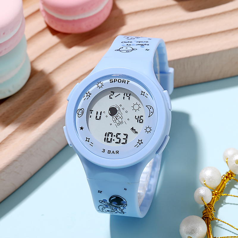 KZKR Orologio Pedagogico Per Bambini – Silicone, Quadrante Con Numeri 1-60 Per Imparare L'ora, Blu Con Motivo Lettere - 3