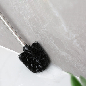 Escobilla de baño de acero inoxidable con tapa abatible, forma ovalada, color gris plateado, herramienta de limpieza para baño sin puntos ciegos - Product Image 1