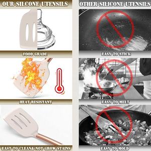 Wholesale Rose Gold Handle <b>Silicone</b> Kitchen Utensil Set Cookware Safe Cooking Baking <b>Tools</b> with Storage Bucket - Product Image 5