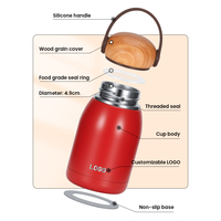 Bouteille d'eau isotherme en acier inoxydable à double paroi de 330 ml avec finition en bois écologique sans BPA, gobelet de camping