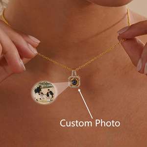 ドロップシッピング カスタム写真 ステンレス製 ロック型投影ネックレス CE認証取得済み 女性 母の日ギフト - Product Image 1