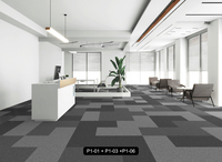 Moquette carrée 50x50cm en polypropylène, moderne, avec envers en PVC, à boucles, amortie, pour bureau