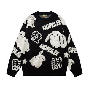 Charme dessin animé imprimé pull haute qualité en détresse pull tricoté femmes vêtements pour femmes - Product Image 2