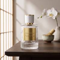 Flacon de parfum en verre de 50 ml avec bouchon blanc, flacon atomiseur de parfum vide rechargeable pour l'emballage de parfum