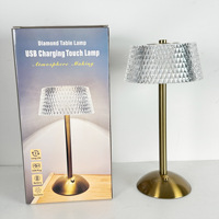 Lampes de table LED rechargeables USB de luxe modernes, verre acrylique, lampes intelligentes, abat-jour blanc à intensité variable pour restaurants fonctionnant sur batterie