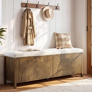 Banc à chaussures en bois SENYU avec coussin et rangement, organisateur d'entrée moderne, style scandinave, meubles de salon - Product Image 1