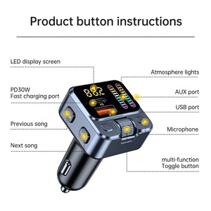 Kit voiture multifonction S1 adaptateur audio <span class=keywords><strong>Bluetooth</strong></span>/émetteur radio Fm/lecteur MP3/chargeur de voiture USB type-c charge rapide - Product Image 2