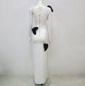 Abito da sera elegante <span class=keywords><strong>con</strong></span> <span class=keywords><strong>spacco</strong></span> alto da donna stile ottavino a manica lunga stile stile stile stile stile traforato <span class=keywords><strong>con</strong></span> fiocchi 3D - Product Image 6