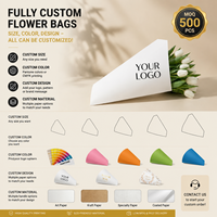 Sac à fleurs personnalisé au design moderne avec poignée, sac de transport pour bouquet en papier blanc, pour un emballage floral élégant à tenir à la main