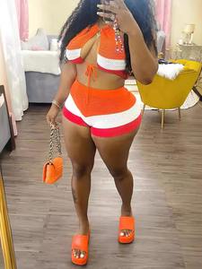 ZHEZHE moda estiva abbigliamento da strada donna <span class=keywords><strong>Boutique</strong></span> Sexy stampato canotta e Shorts 2 pezzi - Product Image 5