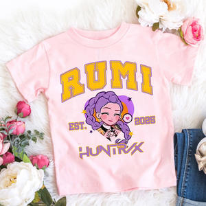 T-shirt K-POP Demon Hunter pour enfants, imprimé <span class=keywords><strong>dessin</strong></span> animé, col rond, basique, décontracté, haut pour filles - Product Image 5