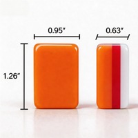 Tuiles de Mahjong Américaines de Luxe, Table de Mahjong Orange à Quatre Niveaux, Portable, en Acrylique, Fabriqué en Chine, Jeux de Cartes de Divertissement