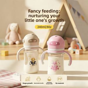 Gobelet à paille sans BPA à col large de 240 ml avec poignée pour bébé, tasse d'apprentissage et d'entraînement à l'eau - Product Image 5