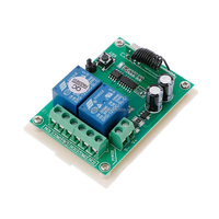 DC12V 24V 2 Channel Relay Remote Control Switch 433MHz Universal Radio Module 2 Way Receiver untuk Pintu Garasi Motor DC