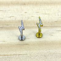 Calendo Nouveaux Bijoux Titane ASTM F136 Fileté Intérieurement, Embout de Boucle d'Oreille à 3 Griffes avec Zircon Cubique