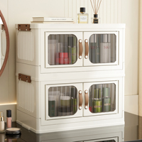 Armoire de rangement pliable flexible de 45 cm de style nordique en PP, portes magnétiques doubles, capacité de 35 L, multi-niveaux pour la maison et la cuisine