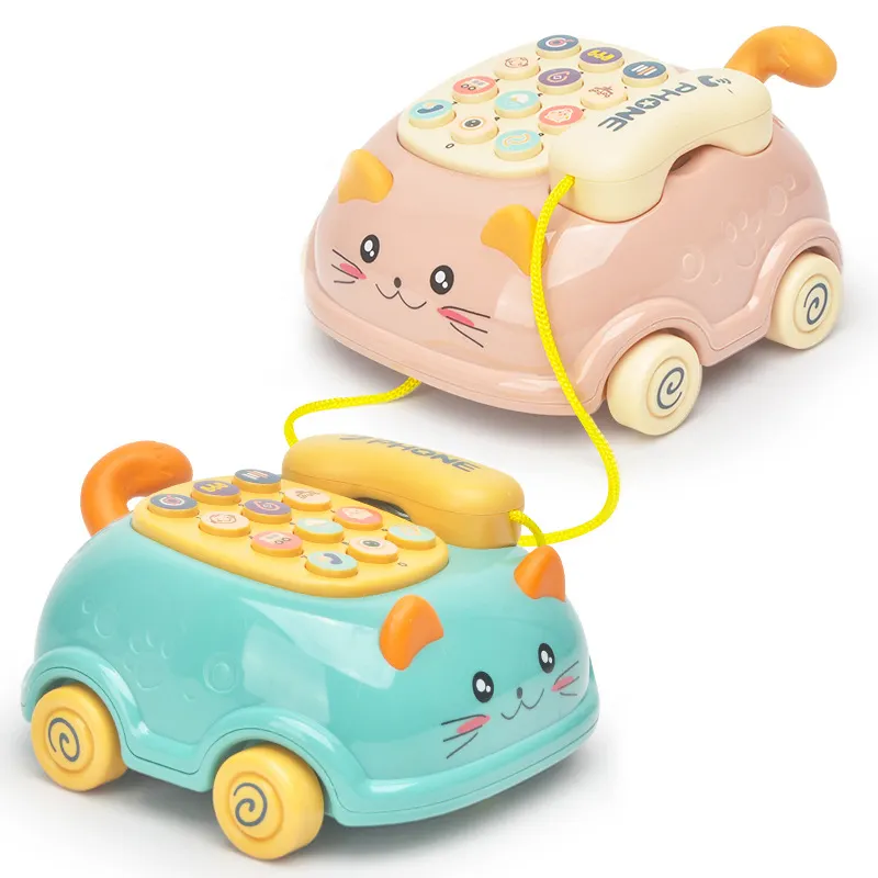 Hot sale kids early education plastic cartoon music telephone cute baby light story learning machine toys for boys and girls